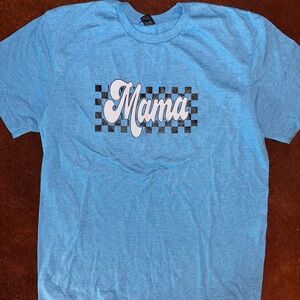 Gildan Blue Short Sleeve Tee with Checkerboard Mama Design